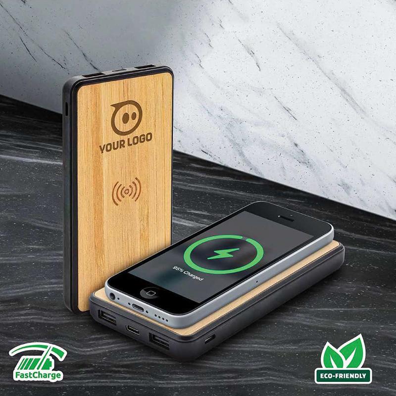 8000 MAH Bamboo Wireless Powerbank